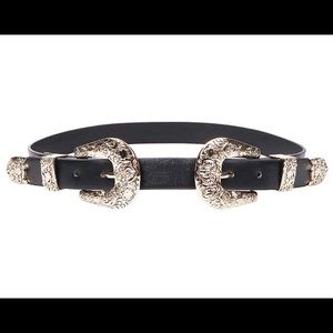 Boho Metal Western Double Buckle Belt Sliver